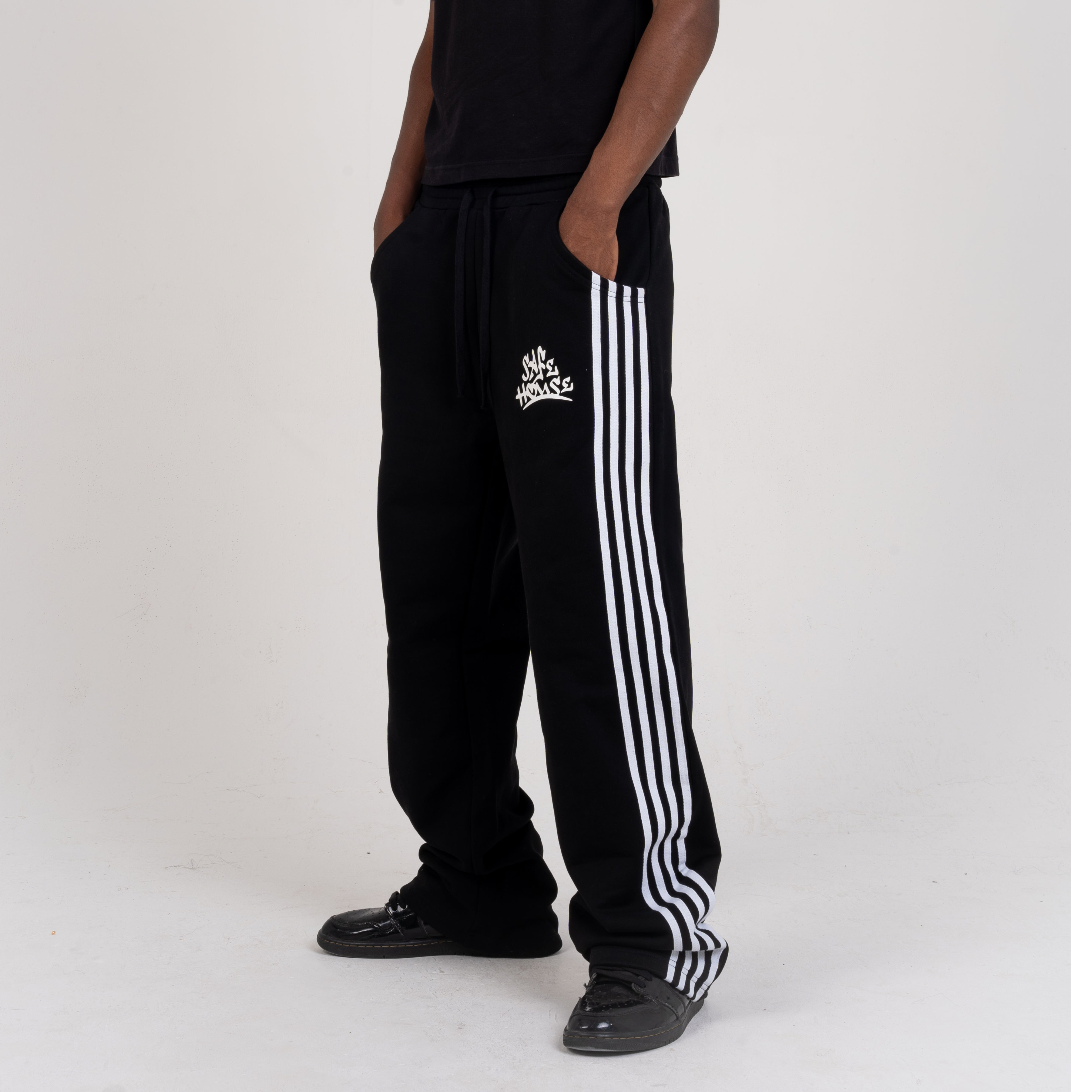 LE STRIPE SWEATPANTS - BLACK
